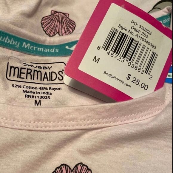 CHUBBY MERMAIDS Juniors Short Sleeve Top Medium - Picture 6 of 7
